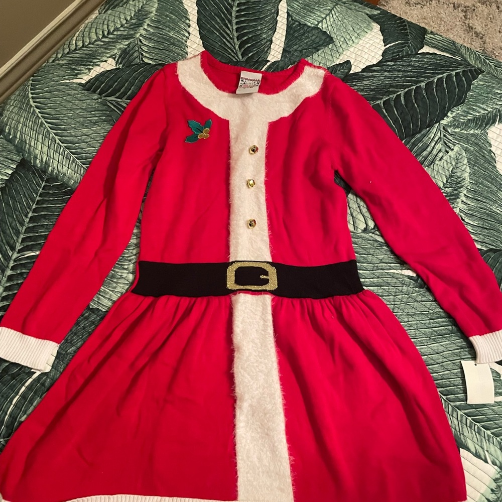 NW SANTAS GIRL SWEATER DRESS SZ M(7-8)